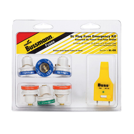 Eaton Bussmann Plug Fuse Kit, SL Series, 6 Fuses Included 15 A to 30 A, 125V AC SL-EK